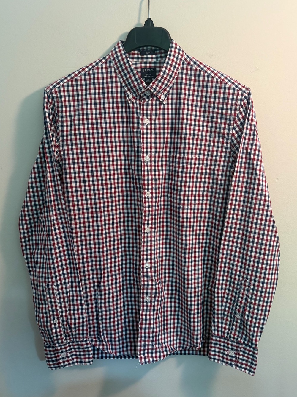 J. Crew Men's Red, Blue & White Gingham Button-Down Shirt